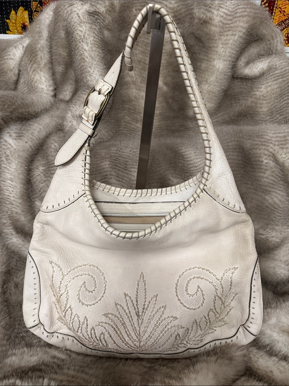 Cole Haan Embroidered Handbag - Vintage Leather